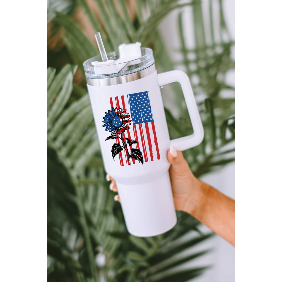 White American Flag Sunflower Print Stainless Steel Cup 40oz Image 3