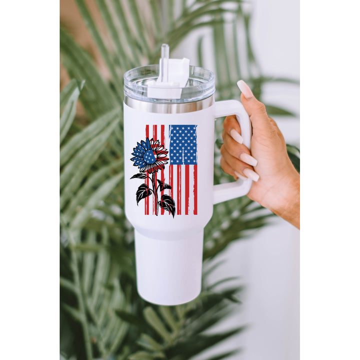 White American Flag Sunflower Print Stainless Steel Cup 40oz Image 4
