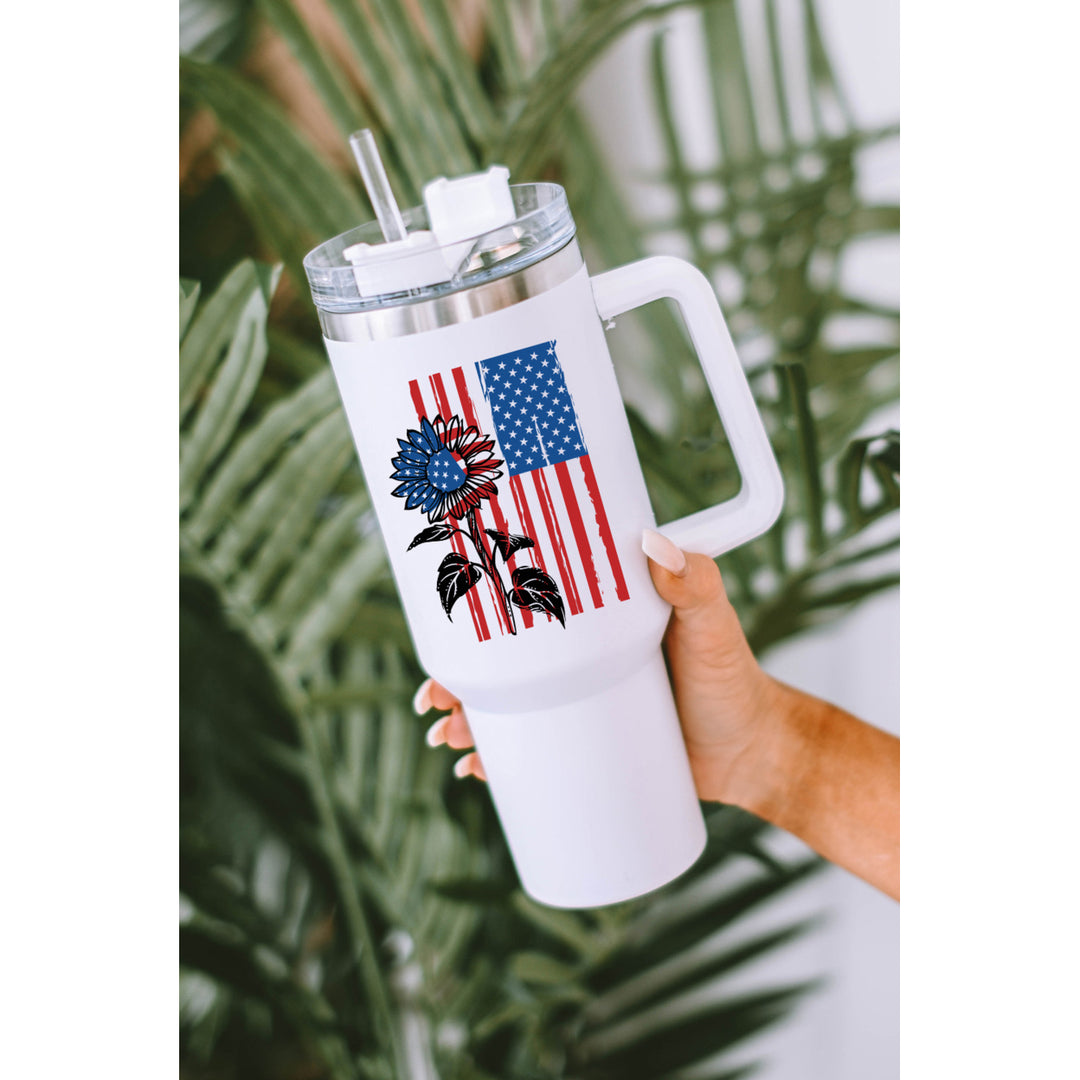 White American Flag Sunflower Print Stainless Steel Cup 40oz Image 6