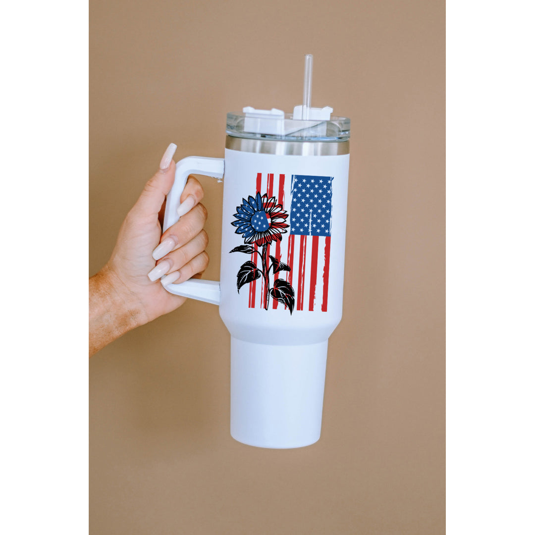 White American Flag Sunflower Print Stainless Steel Cup 40oz Image 7