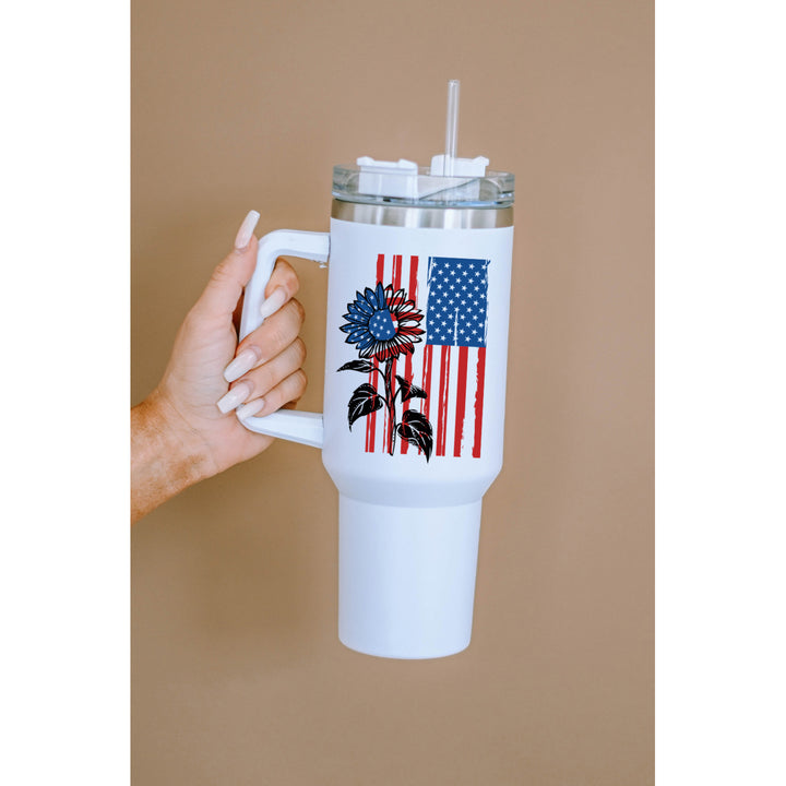 White American Flag Sunflower Print Stainless Steel Cup 40oz Image 7