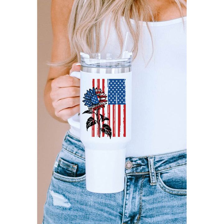 White American Flag Sunflower Print Stainless Steel Cup 40oz Image 8