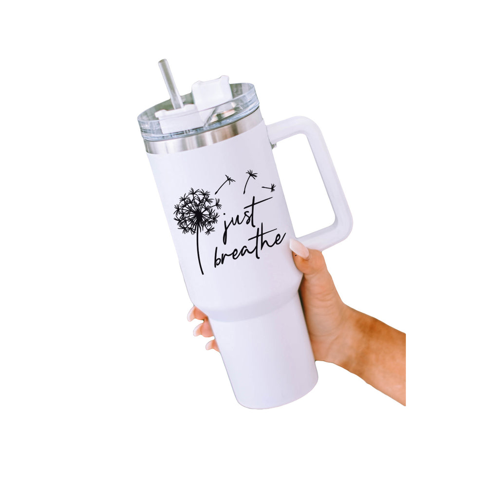 White Just Breathe Dandelion Stainless Steel Insulate Cup with Lip Image 2