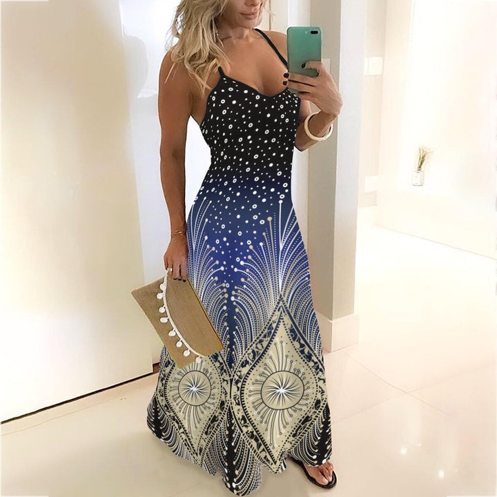 Summer Fashion Womens Strap Gradient Printed Casual Sleeveless Dress Loose Plus Size Thin Super Lightweight Summer Image 7