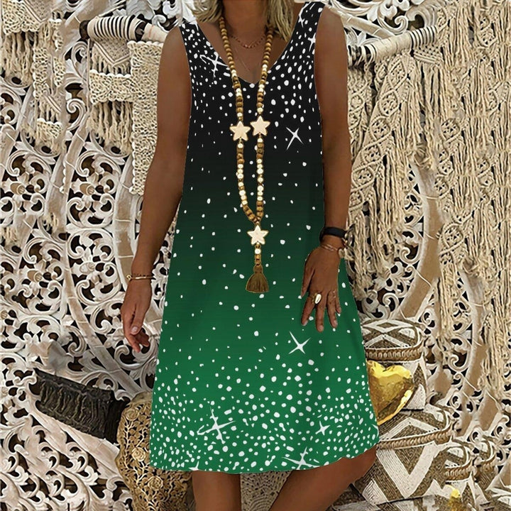 Summer  Fashion Womens V-neck Vest Skirt Sleeveless Printing Dress Casual Plus Size Dress XXS-5XL Image 4