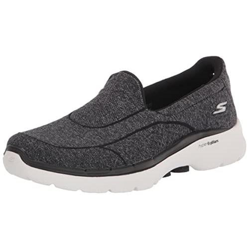 Skechers Womens Go Walk 6-Carice Sneaker BLACK/WHITE Image 1