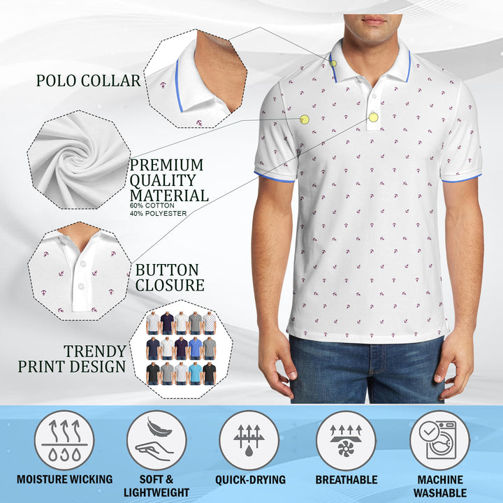 Mens 3-Pack Polo Shirts Moisture-Wicking Casual Golf Tees Soft Cotton Summer Image 3