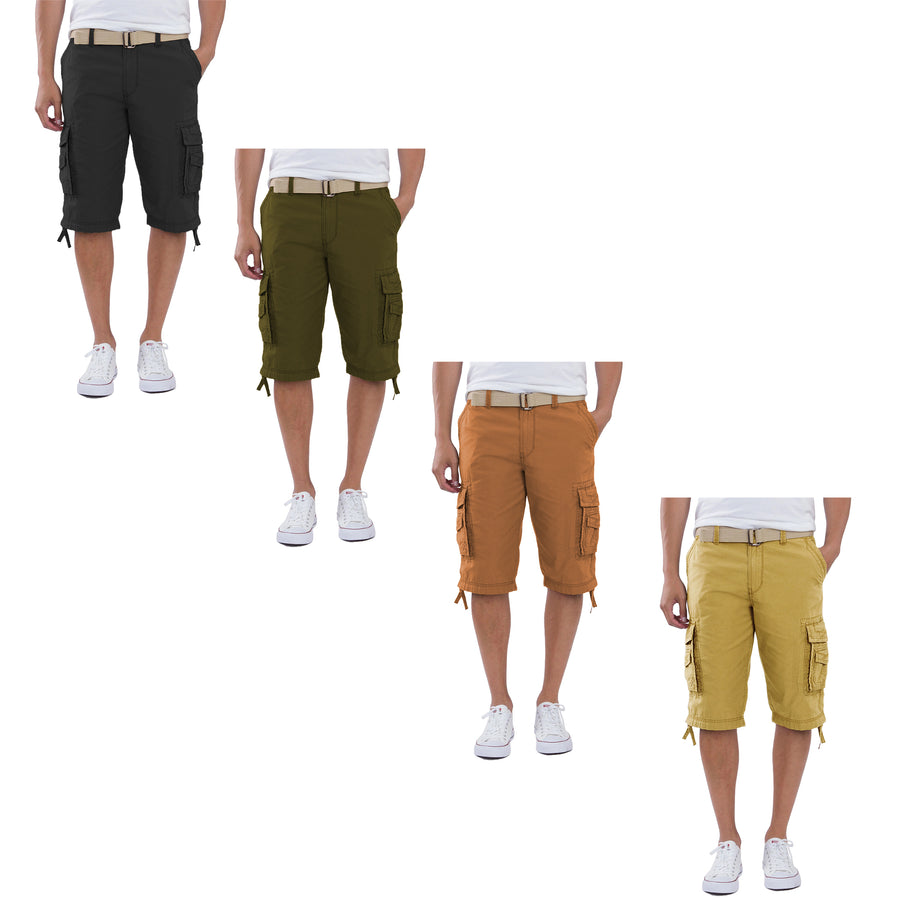 1-Pack Mens Cargo Utility Shorts with Belt Multi-Pocket Tactical Outdoor Shorts Adventure Work Hiking Casual Wear Solid Image 1