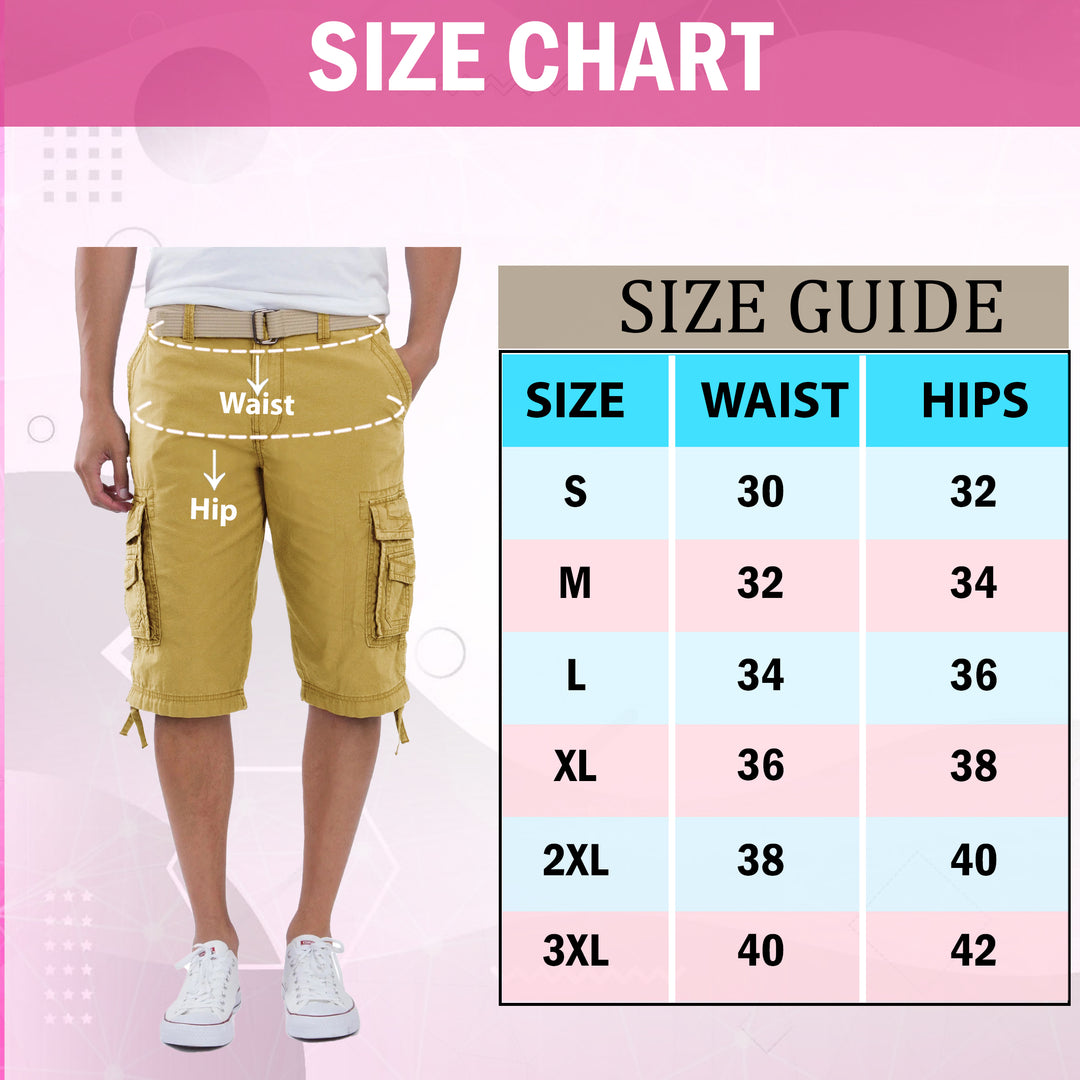 1-Pack Mens Cargo Utility Shorts with Belt Multi-Pocket Tactical Outdoor Shorts Adventure Work Hiking Casual Wear Solid Image 11