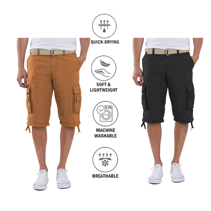 1-Pack Mens Cargo Utility Shorts with Belt Multi-Pocket Tactical Outdoor Shorts Adventure Work Hiking Casual Wear Solid Image 4