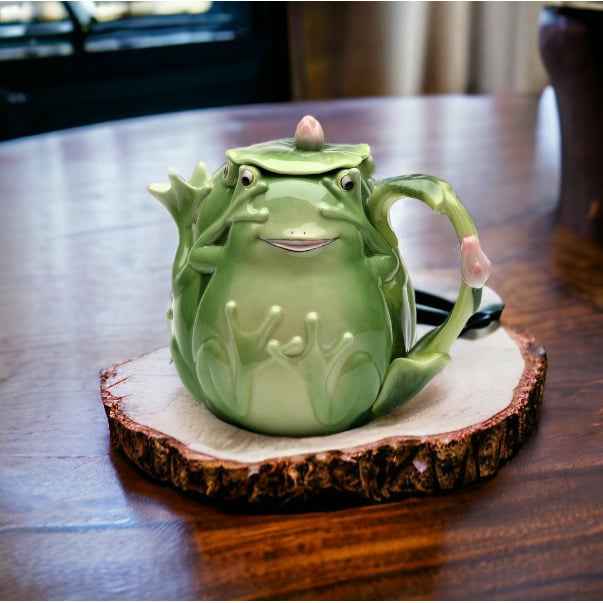 Ceramic Frog Teapot 24oz Farmhouse Cottagecore Image 2