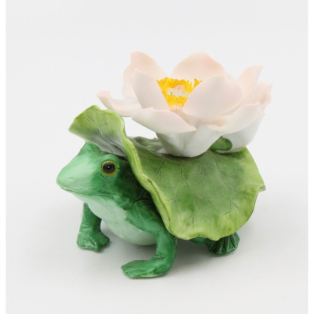 Ceramic Frog and Flower Candle Holder 4.875in Spring Cottagecore Gift Image 4