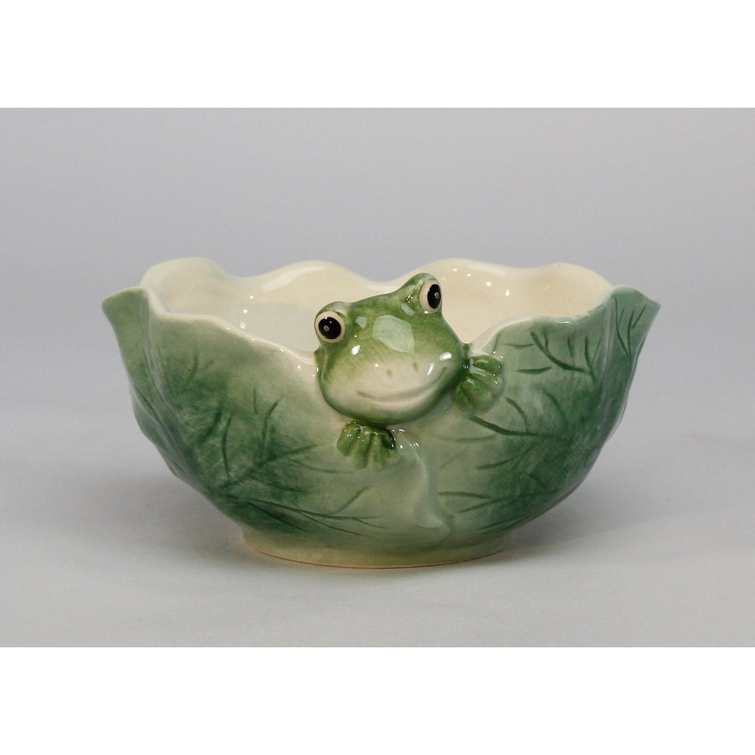 Ceramic Frog Candy Bowl in Lily Pad 5"  Nature Image 4