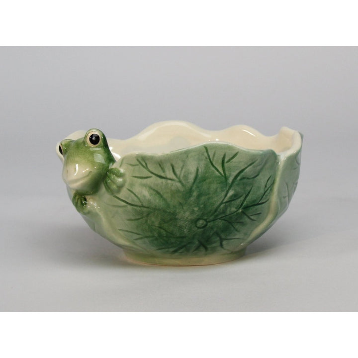 Ceramic Frog Candy Bowl in Lily Pad 5"  Nature Image 4