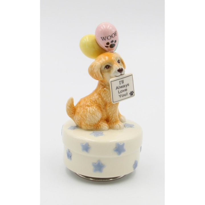 Ceramic Golden Retriever Music Box 3.25in Gift for Dog Lovers Image 3