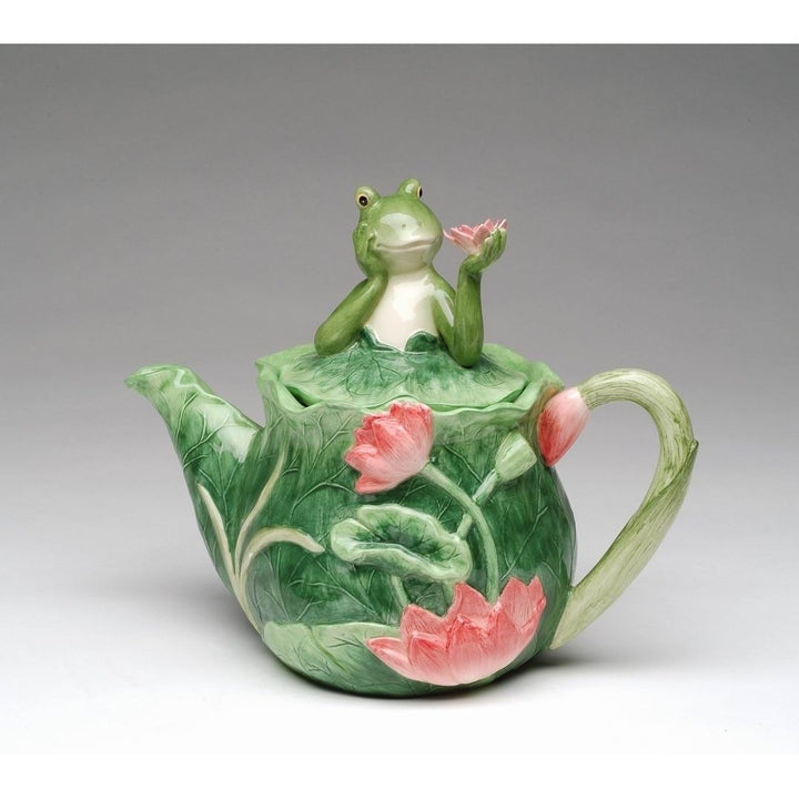 Handcrafted Ceramic Frog Teapot 24oz 8 3/4" Image 4