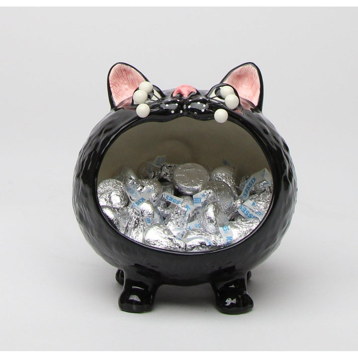 Ceramic Black Cat Candy Bowl or Key Holder 5.25in for Cat Image 2