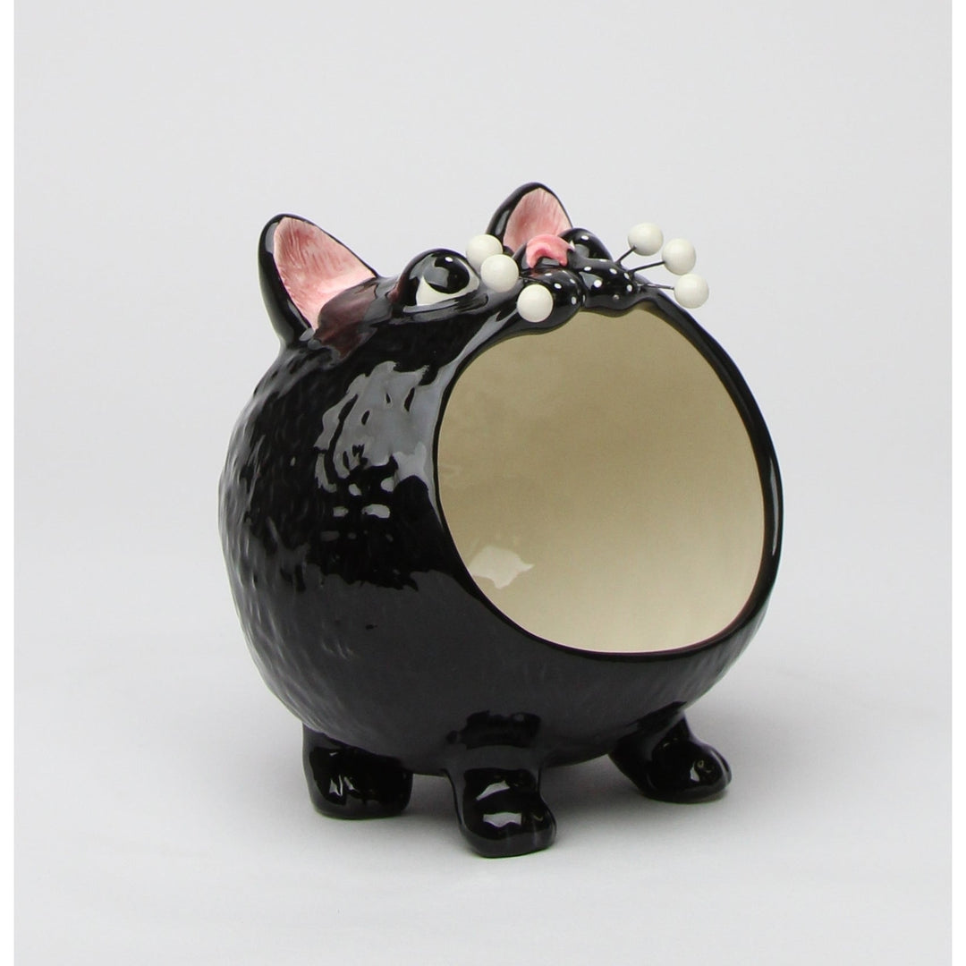 Ceramic Black Cat Candy Bowl or Key Holder 5.25in for Cat Image 3