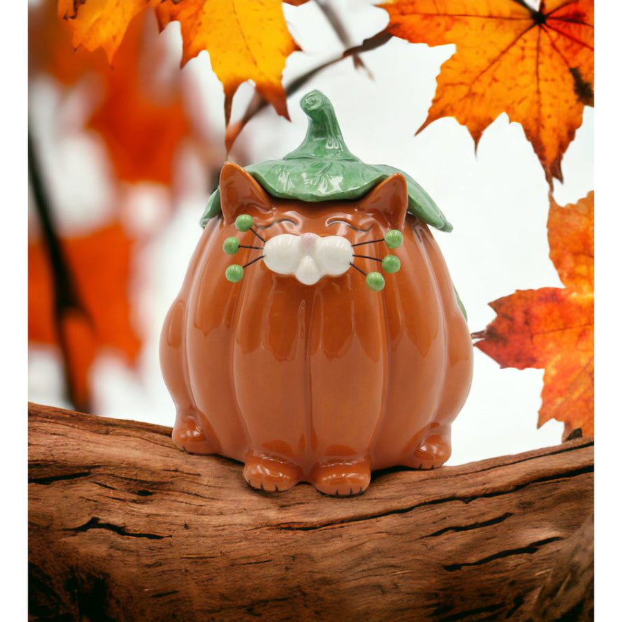 Ceramic  Pumpkin Cat Candy BoxHome DcorKitchen DcorFall DcorHalloween Dcor Image 1