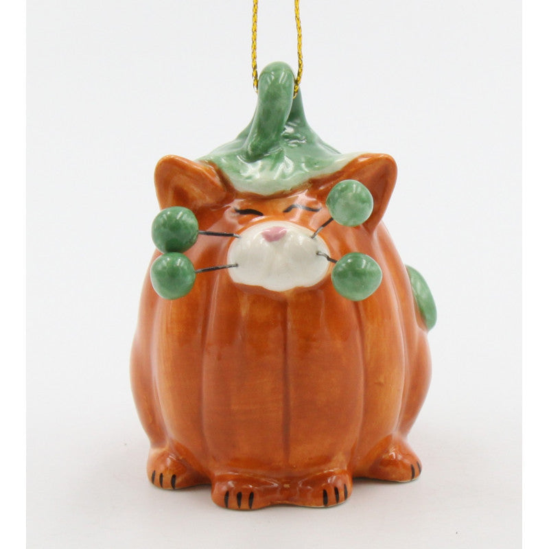 Ceramic Halloween Whisker Cat - Pumpkin OrnamentHome DcorKitchen DcorFall DcorHalloween Dcor Image 2