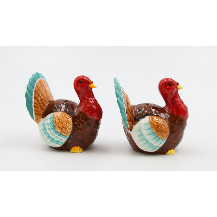 Hand Painted Ceramic Turkey Salt and Pepper Shakers 2.5in Image 4