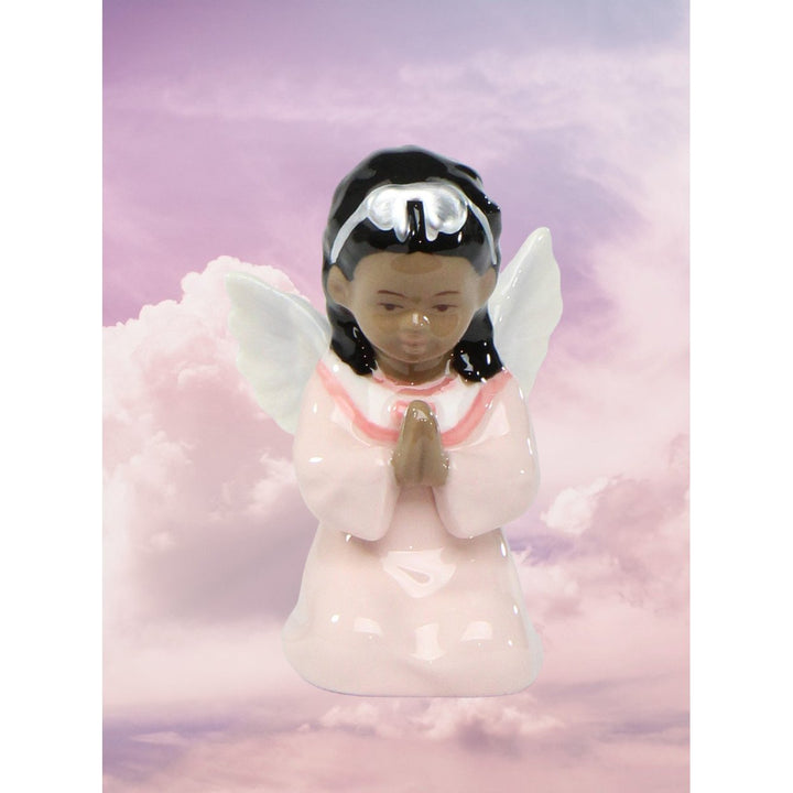 Ceramic African American Guardian Angel Girl Praying Figurine Home D cor Religious D cor Religious Gift Church D cor, Image 1