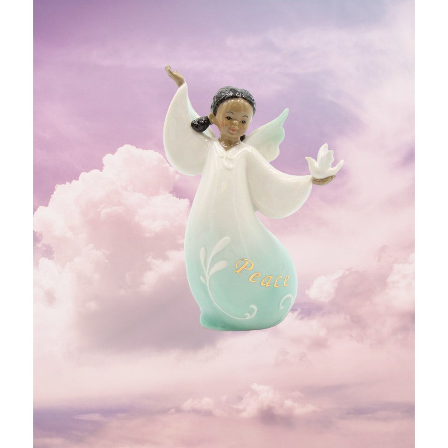 Ceramic African American Guardian Angel Girl with Dove Figurine Home D cor Religious D cor Religious Gift Church D cor, Image 1