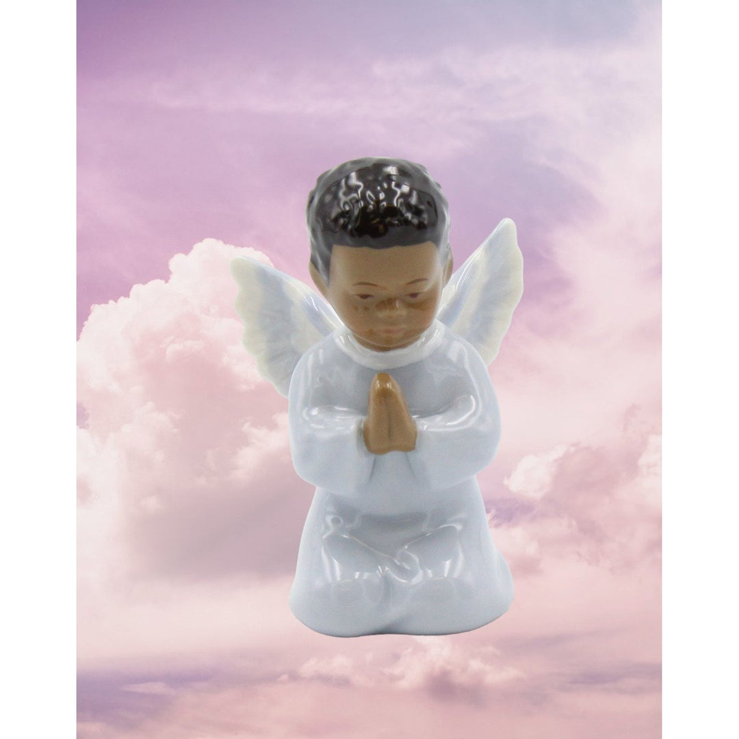 Ceramic African American Praying Angel Boy Figurine Home D cor Religious D cor Religious Gift Church D cor, Image 1