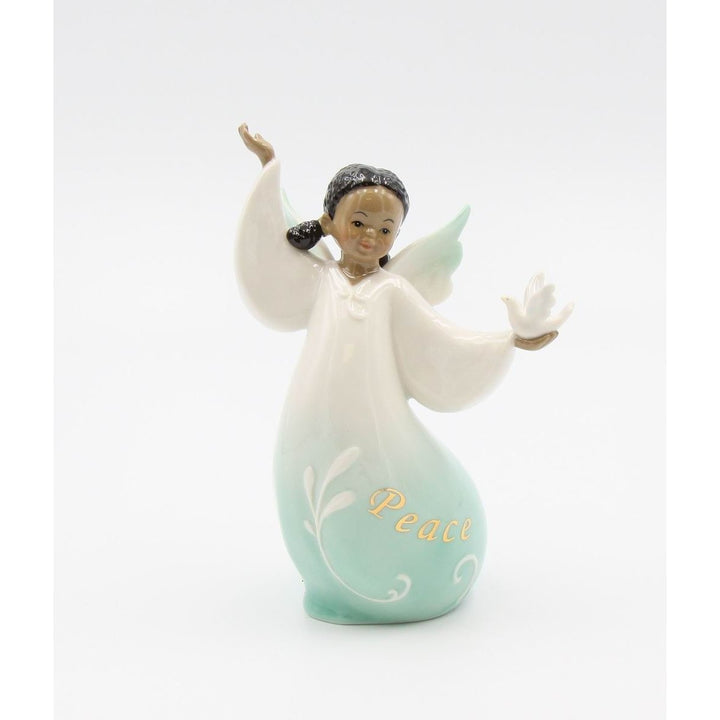 Ceramic African American Guardian Angel Girl with Dove Figurine Home D cor Religious D cor Religious Gift Church D cor, Image 3