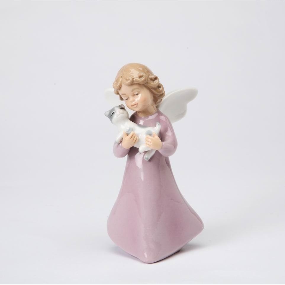 Ceramic Angel Holding Cat Figurine 4.875 inches Gift for Cat Image 2