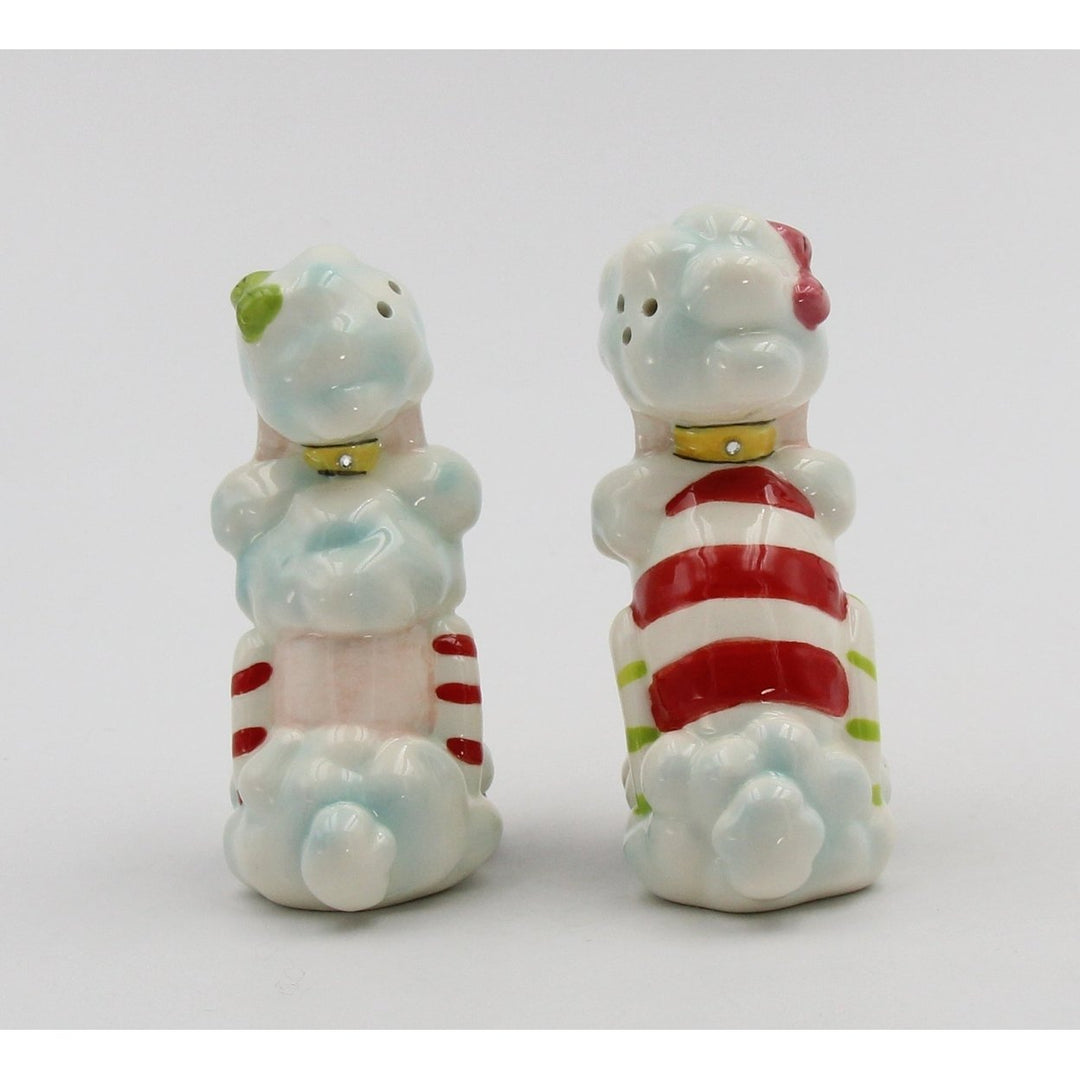 Ceramic Poodle Dogs Christmas Salt and Pepper Shakers Image 4