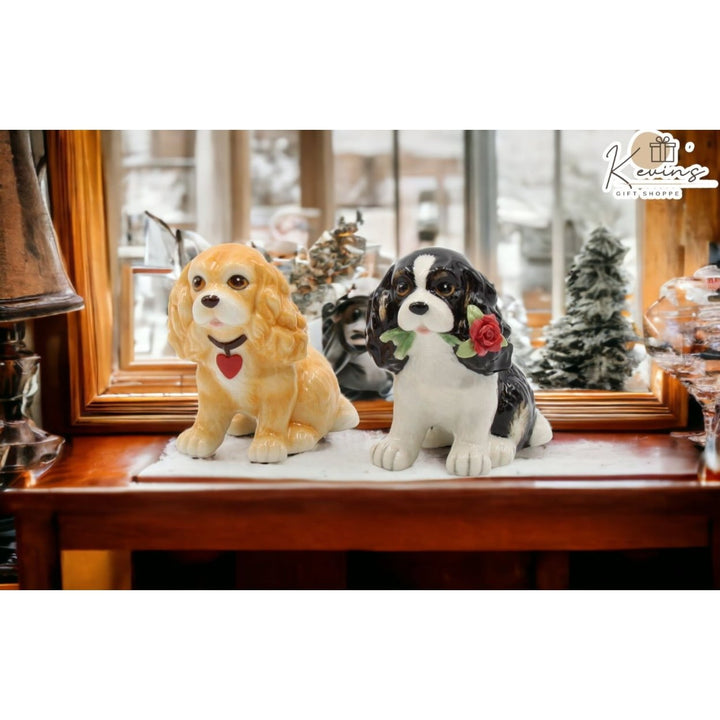 Cocker Spaniel Ceramic Salt and Pepper Shakers 3.25" Image 1