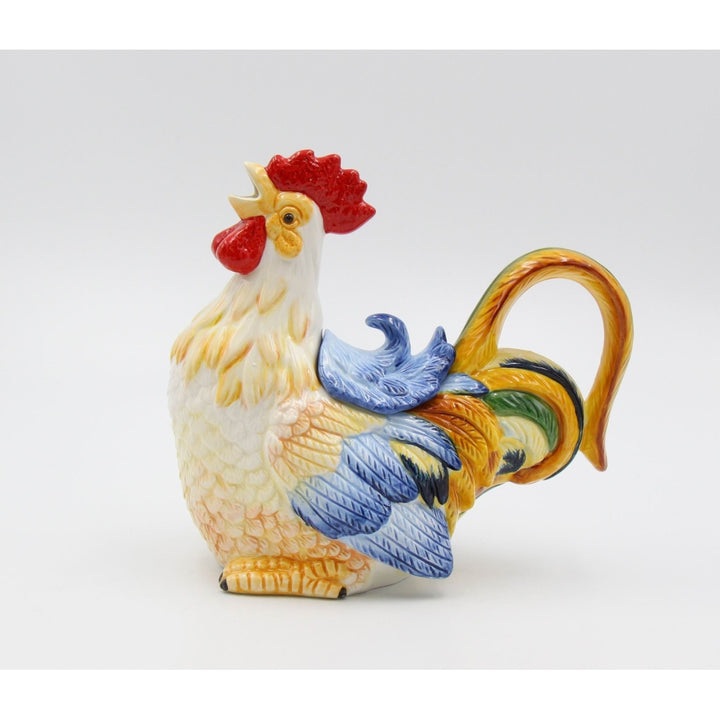 Ceramic Rainbow Rooster Teapot  Tea Party D cor Caf D cor Farmhouse Kitchen D cor Image 3