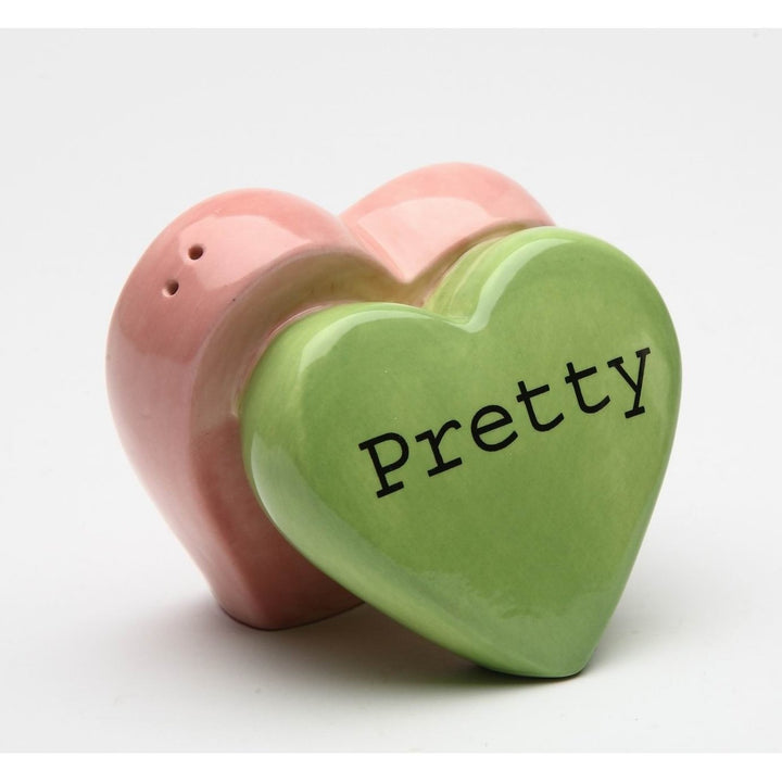 Ceramic Heart Shaped Salt and Pepper Shaker 2.75 inch Image 4