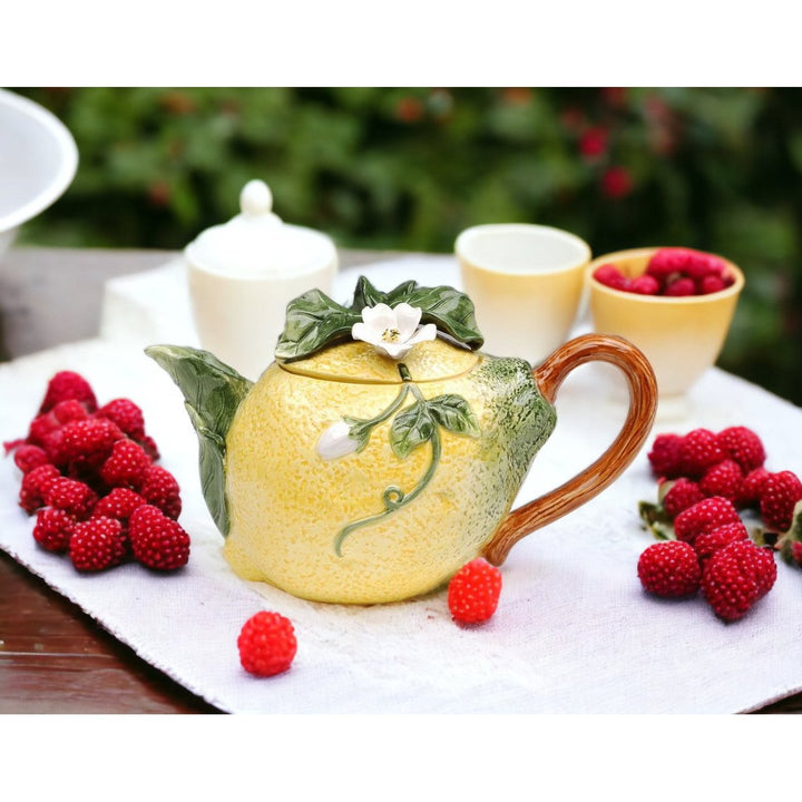 Hand Painted Ceramic Lemon Teapot 12oz 7in Image 1