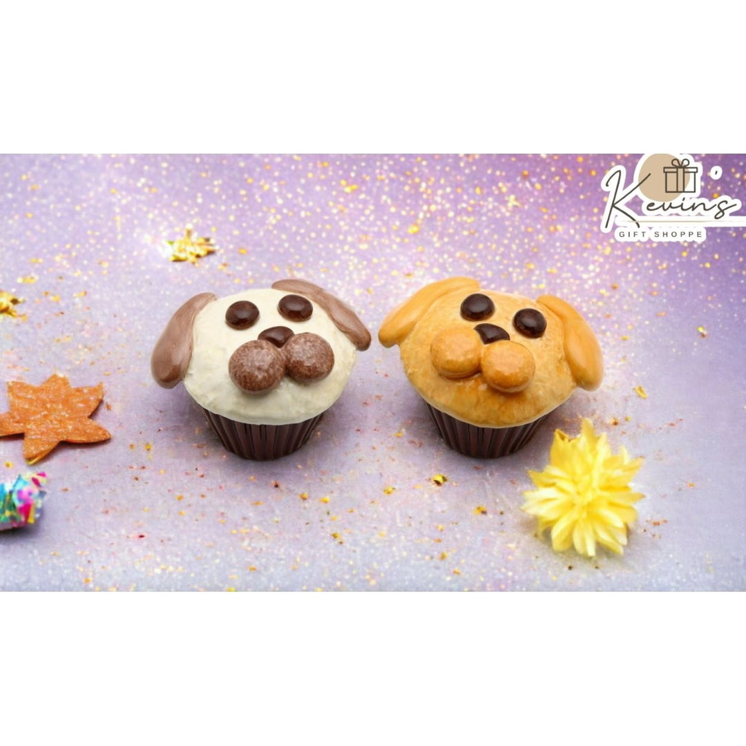 Ceramic Dog Cupcake Salt and Pepper Set Gift for Dog Lovers Image 1