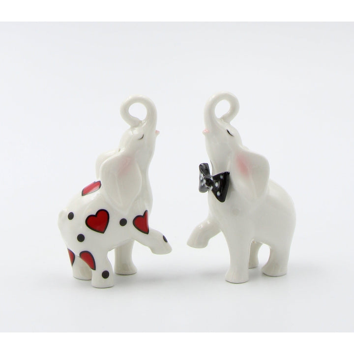 Ceramic Elephant Couple Salt and Pepper Shakers 2.5in Image 3