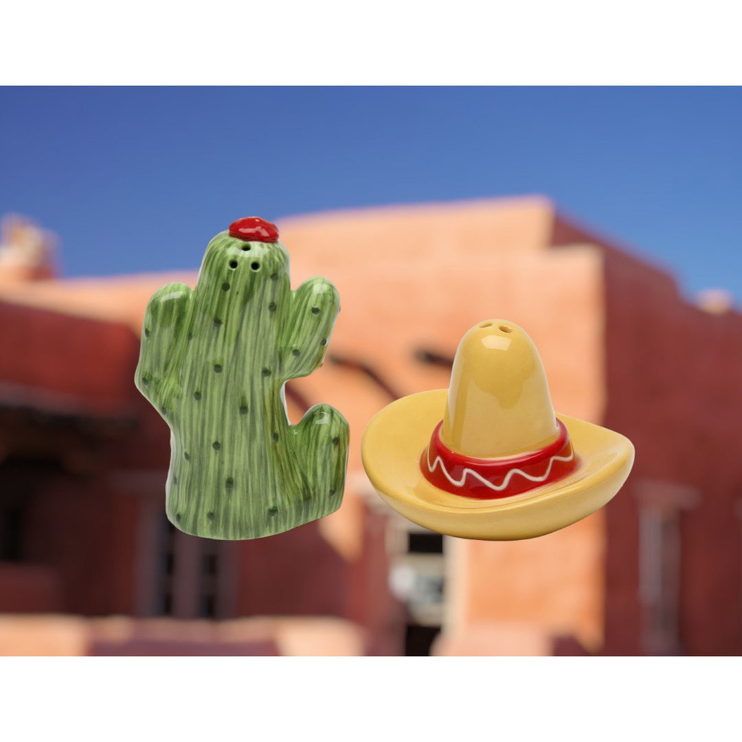 Ceramic Cactus Sombrero Salt Pepper Shakers  Mom Image 2