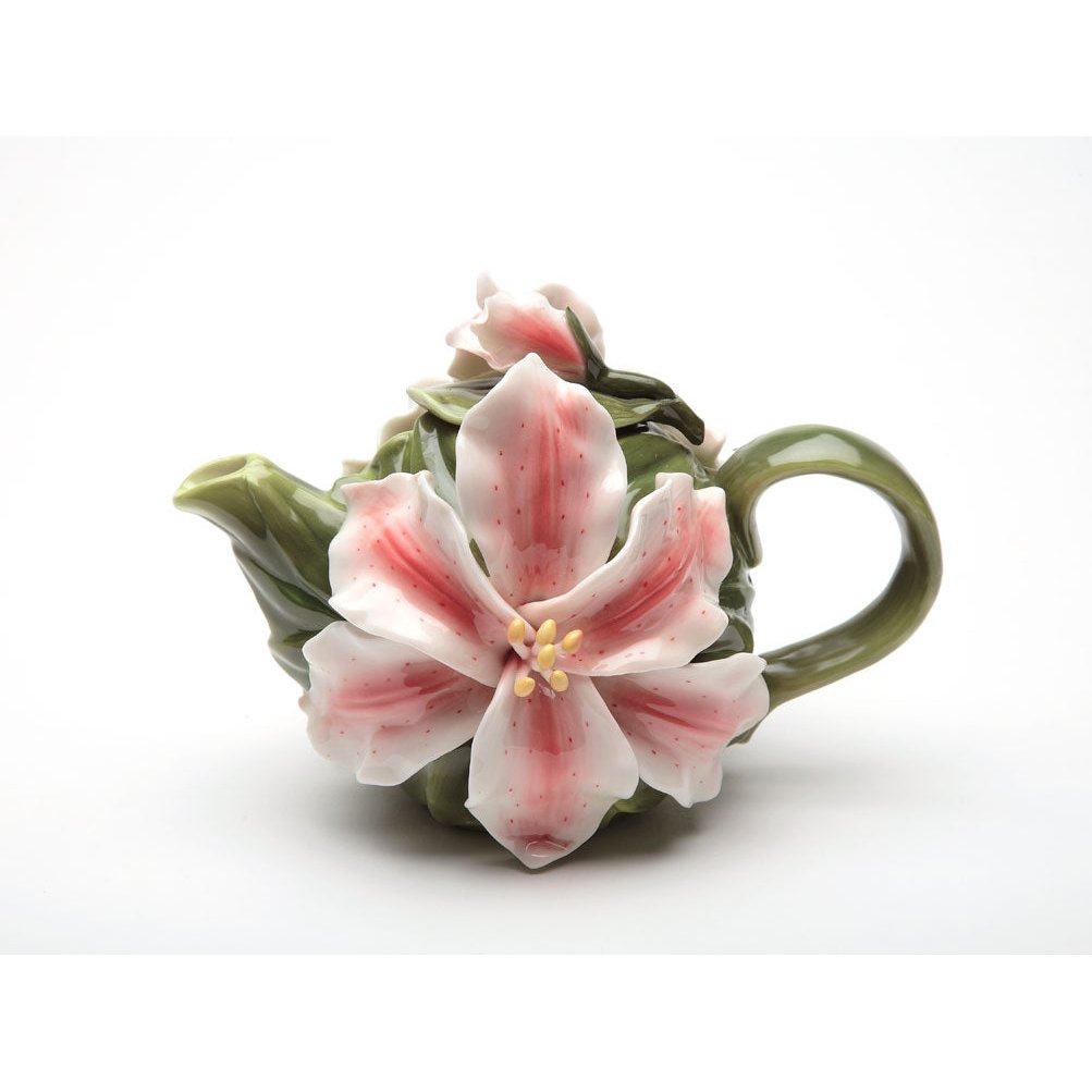 Ceramic Lily Flower Teapot 8oz 6.25in Farmhouse Kitchen Tea Image 3