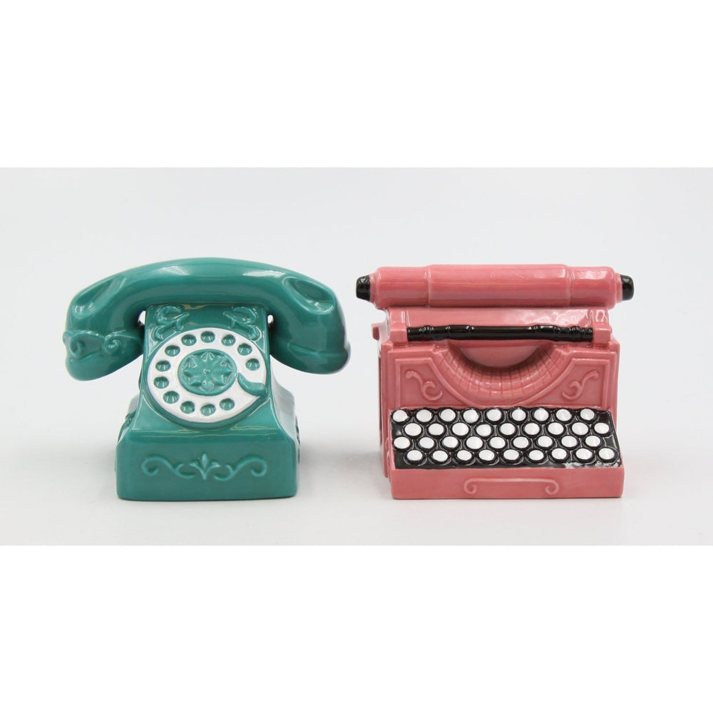 Ceramic Retro Phone and Typewriter Salt and Pepper Shakers Gift Image 2