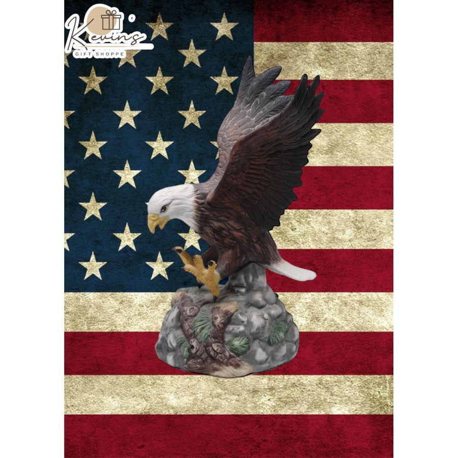 Ceramic Bald Eagle Figurine 4.5in Patriotic Independence Day Gift Image 1