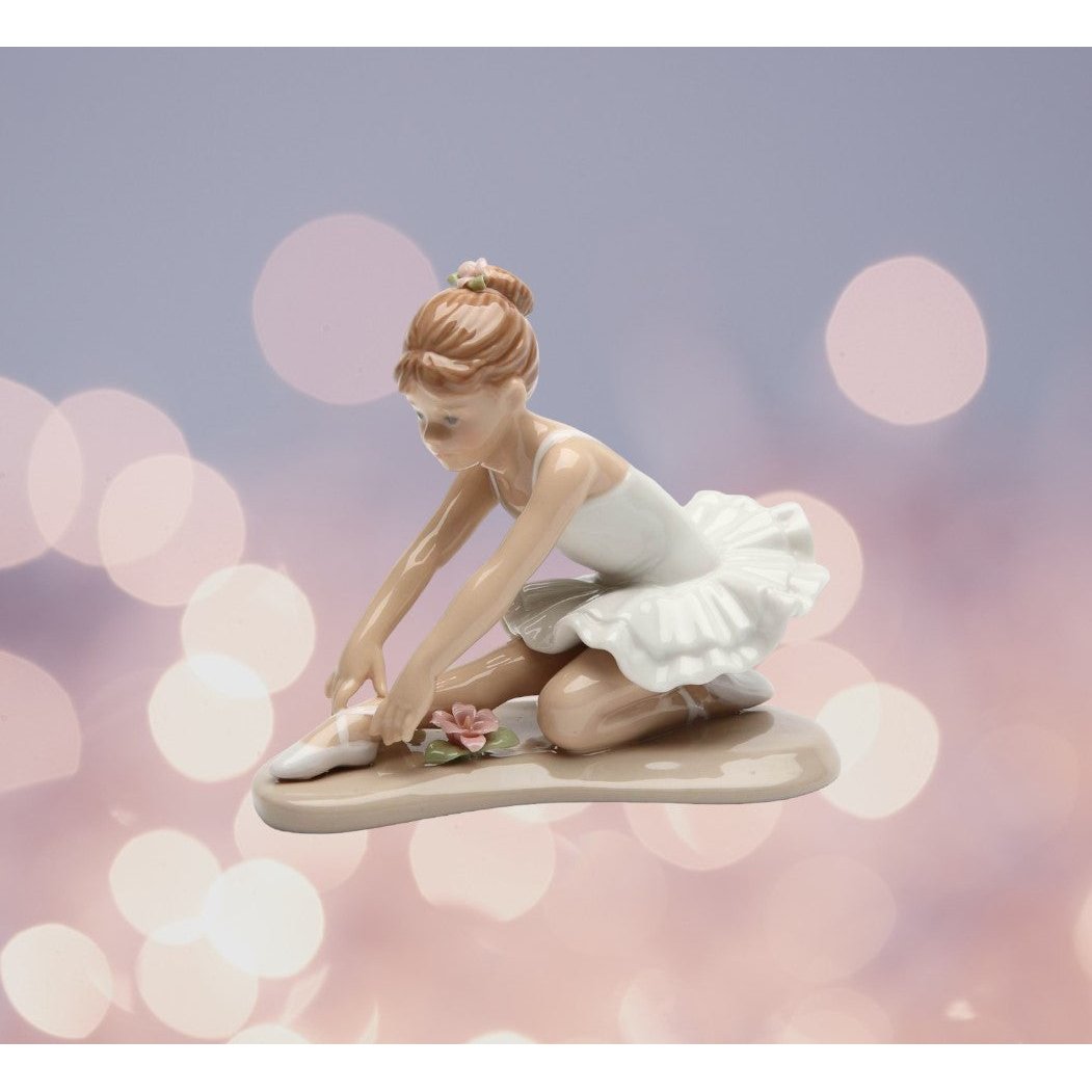 Ceramic Ballerina Dancer Figurine 4.5" Stretching Position Gift Her Image 1