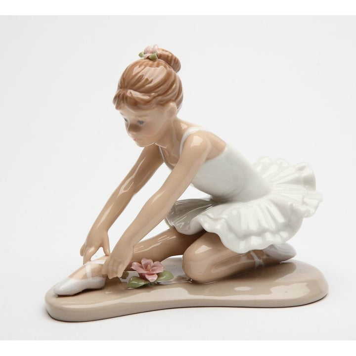 Ceramic Ballerina Dancer Figurine 4.5" Stretching Position Gift Her Image 2