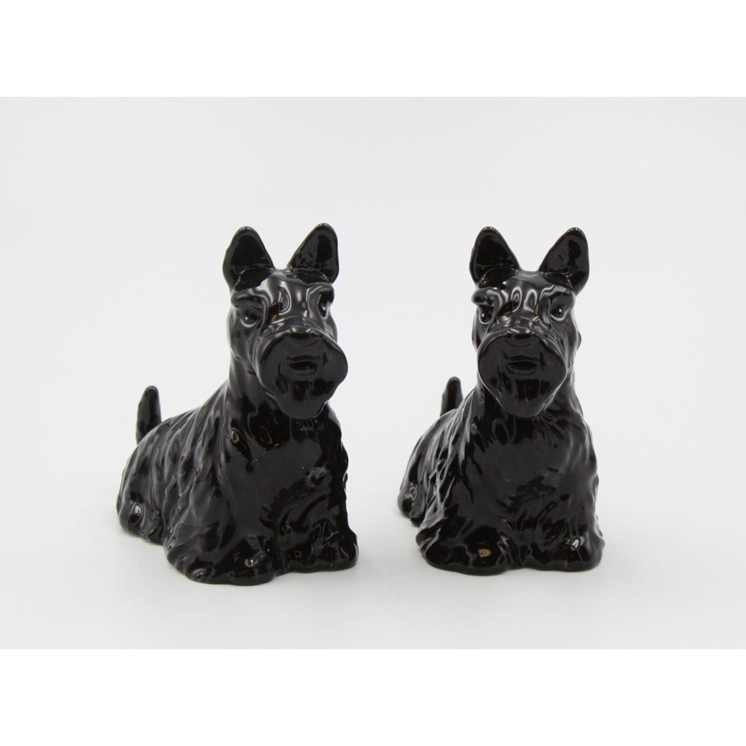 Ceramic Black Scottish Terrier Salt Pepper Shakers 4 inch Gift Image 2