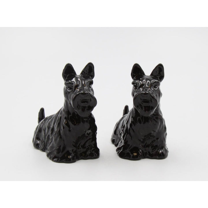 Ceramic Black Scottish Terrier Salt Pepper Shakers 4 inch Gift Image 2