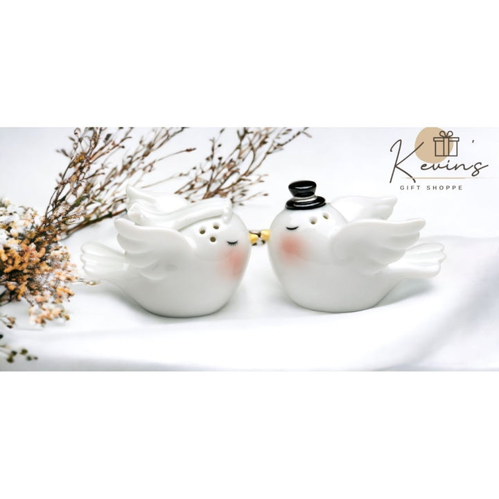 Bride and Groom Dove Birds Salt and Pepper ShakersWedding Dcor or GiftWedding FavorAnniversary Dcor or GiftKitchen Dcor Image 1