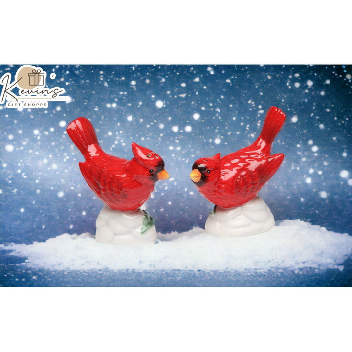 Hand Painted Ceramic Cardinal Bird Salt and Pepper Shakers Gift Image 1