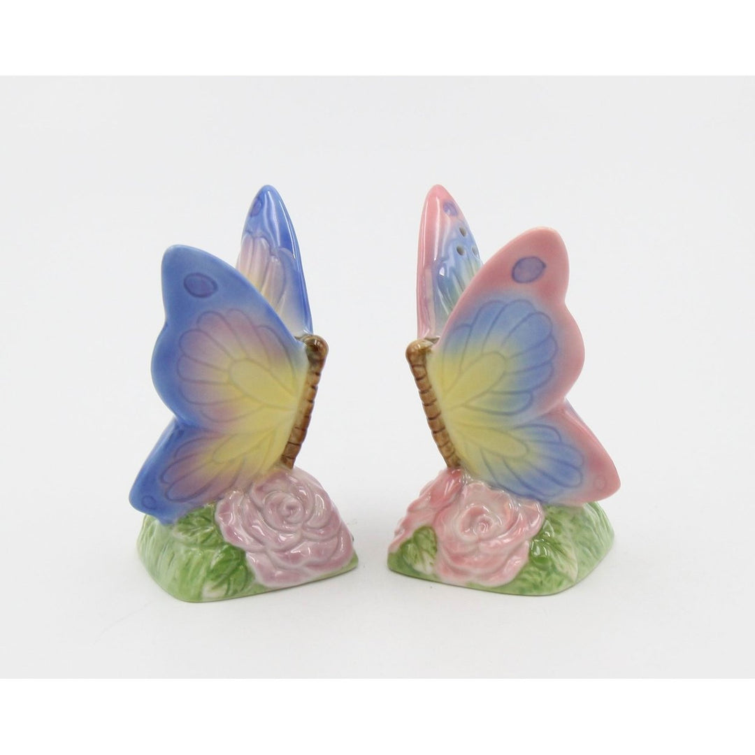 Hand Painted Ceramic Butterfly Salt and Pepper Shakers Image 4