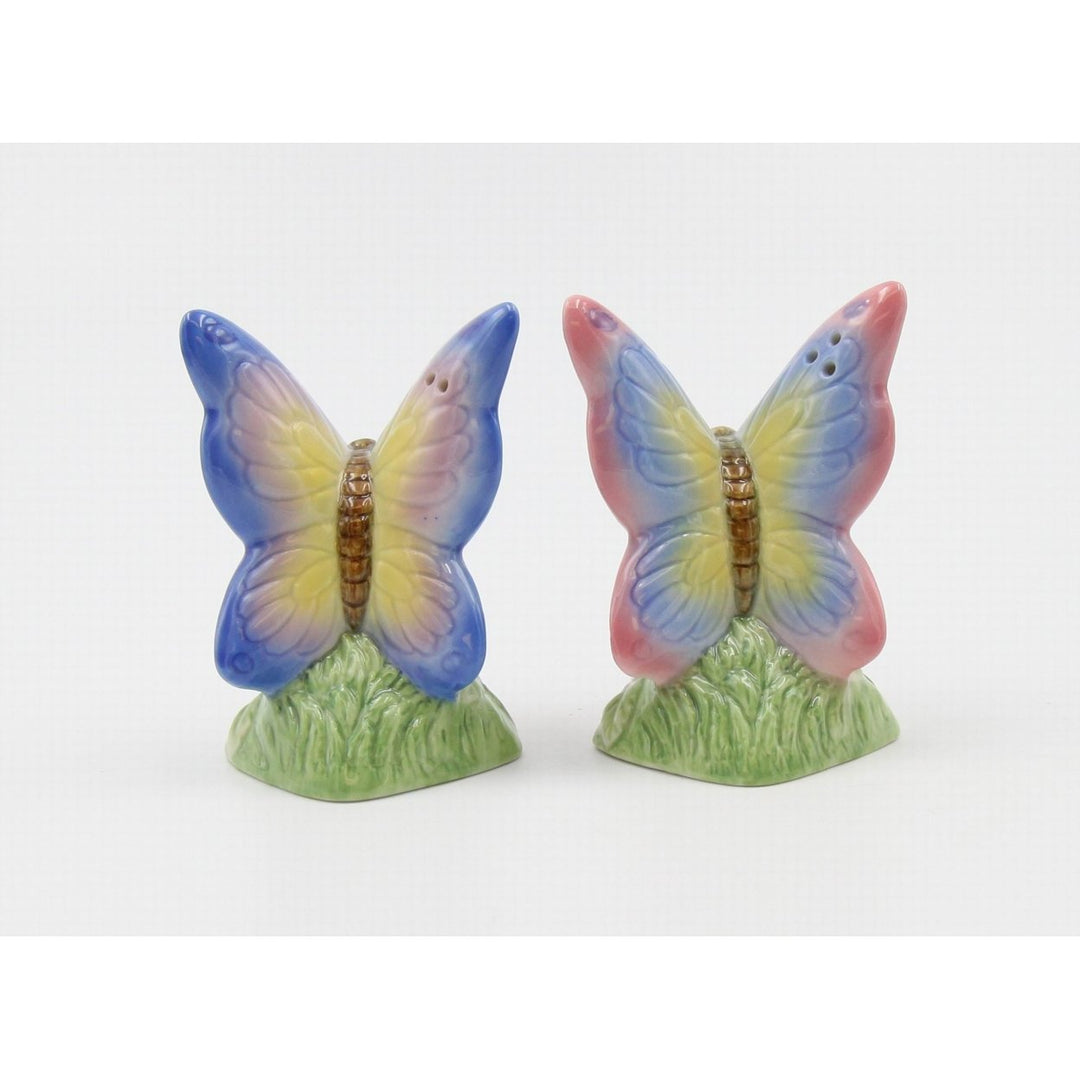 Hand Painted Ceramic Butterfly Salt and Pepper Shakers Image 4