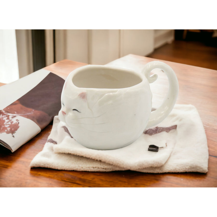 Ceramic Cat Mug White 4oz  Mom Cat Image 1